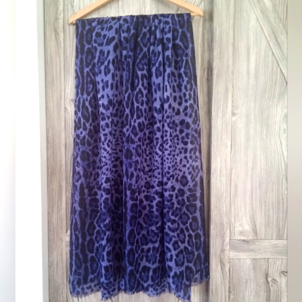 Purple Black Leopard Print Pashmina Scarf Wrap